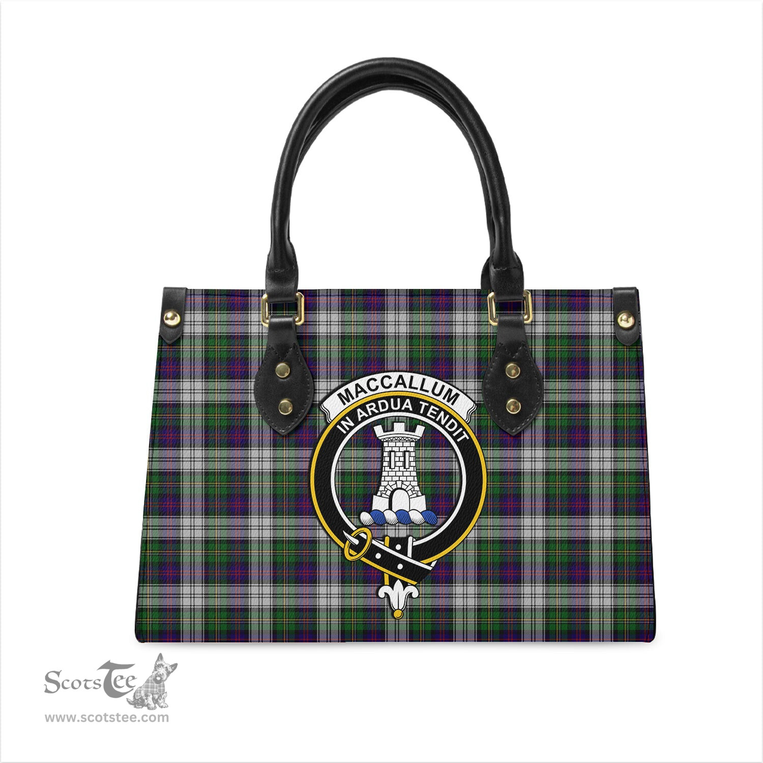 Scottish MacCallum Dress Tartan Leather Bag for Women with Family Crest Scottish Plaid Tartan Plaid - ScotsTee - scotstee.com