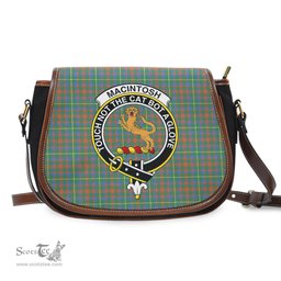 Scottish MacIntosh Hunting Ancient Tartan Saddle Crossbody Bag with Family Crest Scottish Plaid Tartan Plaid - ScotsTee - scotstee.com