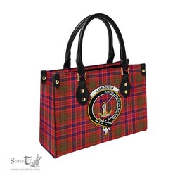 Scottish Lumsden Modern Tartan Leather Bag for Women with Family Crest Scottish Plaid Tartan Plaid - ScotsTee - scotstee.com