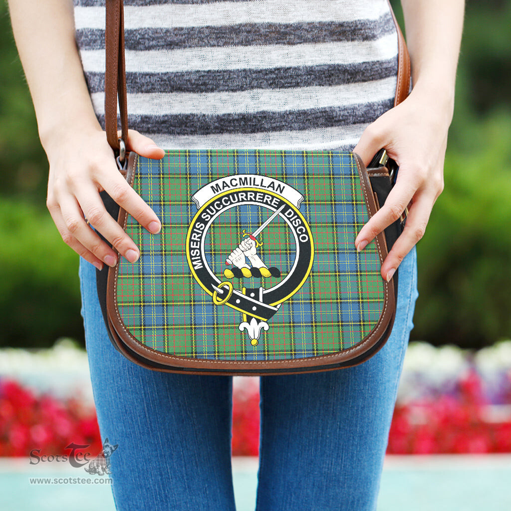 Scottish MacMillan Hunting Ancient Tartan Saddle Crossbody Bag with Family Crest Scottish Plaid Tartan Plaid - ScotsTee - scotstee.com