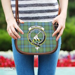 Scottish MacMillan Hunting Ancient Tartan Saddle Crossbody Bag with Family Crest Scottish Plaid Tartan Plaid - ScotsTee - scotstee.com