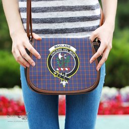 Scottish MacLaine of Lochbuie Tartan Saddle Crossbody Bag with Family Crest Scottish Plaid Tartan Plaid - ScotsTee - scotstee.com