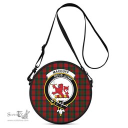 Scottish MacDuff Tartan Round Crossbody Bags - Round Purse with Family Crest Scottish Plaid Tartan Plaid - ScotsTee - scotstee.com