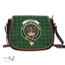 Scottish Lundin Tartan Saddle Crossbody Bag with Family Crest Scottish Plaid Tartan Plaid - ScotsTee - scotstee.com