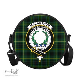 Scottish MacArthur Modern Tartan Round Crossbody Bags - Round Purse with Family Crest Scottish Plaid Tartan Plaid - ScotsTee - scotstee.com