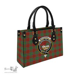 Scottish MacDonald of Kingsburgh Tartan Leather Bag for Women with Family Crest Scottish Plaid Tartan Plaid - ScotsTee - scotstee.com