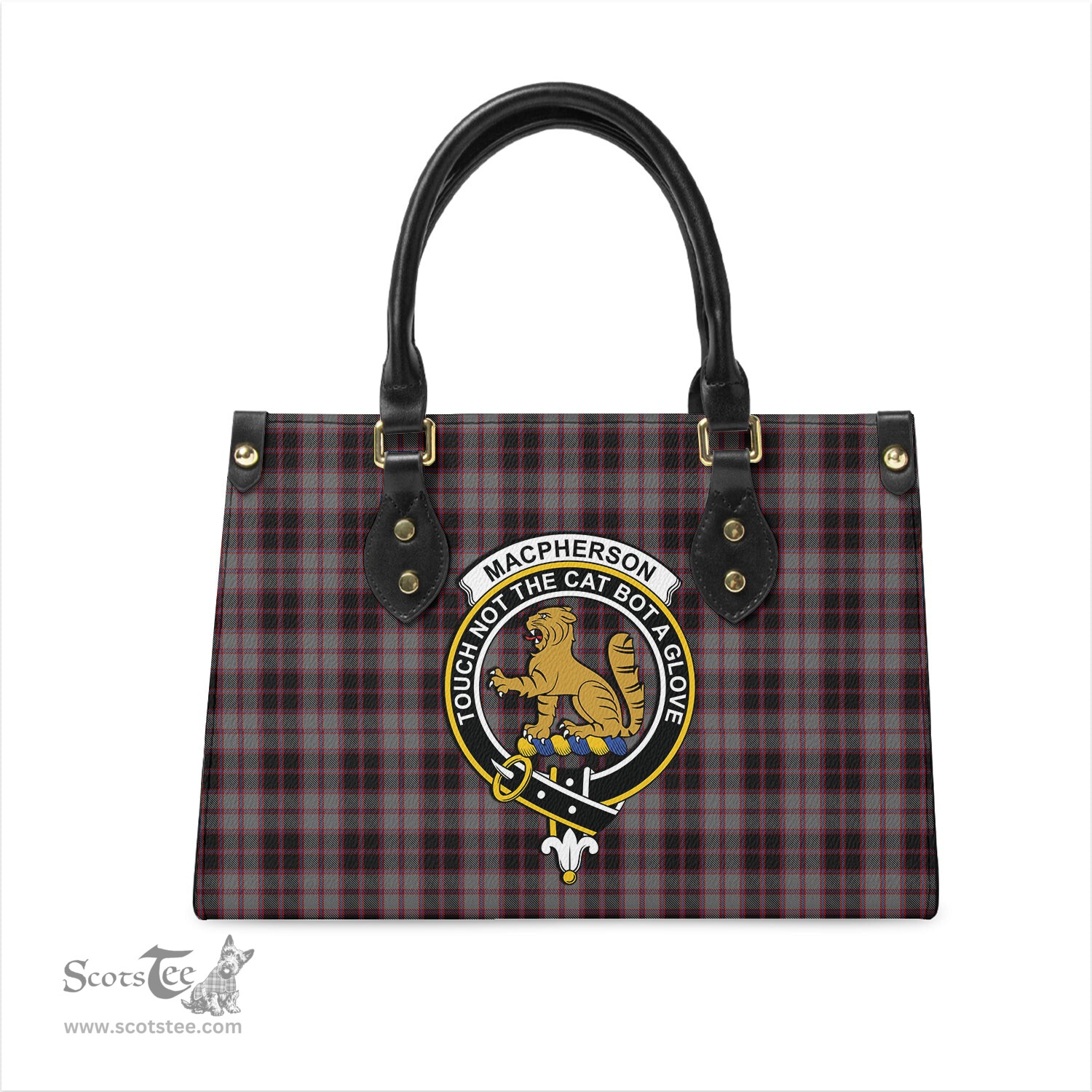 Scottish MacPherson Hunting Tartan Leather Bag for Women with Family Crest Scottish Plaid Tartan Plaid - ScotsTee - scotstee.com