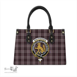 Scottish MacPherson Hunting Tartan Leather Bag for Women with Family Crest Scottish Plaid Tartan Plaid - ScotsTee - scotstee.com