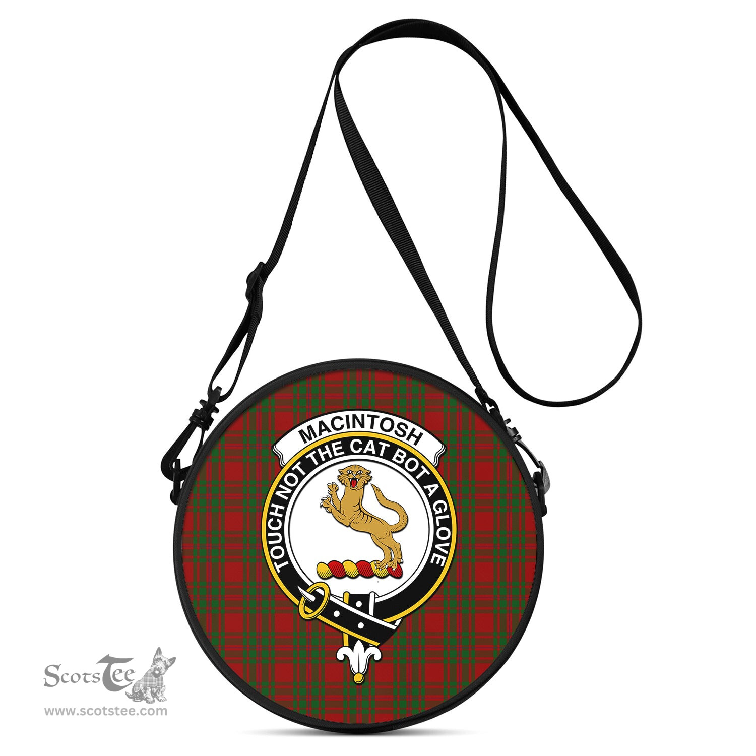 Scottish MacIntosh Red Tartan Round Crossbody Bags - Round Purse with Family Crest Scottish Plaid Tartan Plaid - ScotsTee - scotstee.com