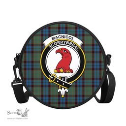 Scottish MacNicol Hunting Tartan Round Crossbody Bags - Round Purse with Family Crest Scottish Plaid Tartan Plaid - ScotsTee - scotstee.com