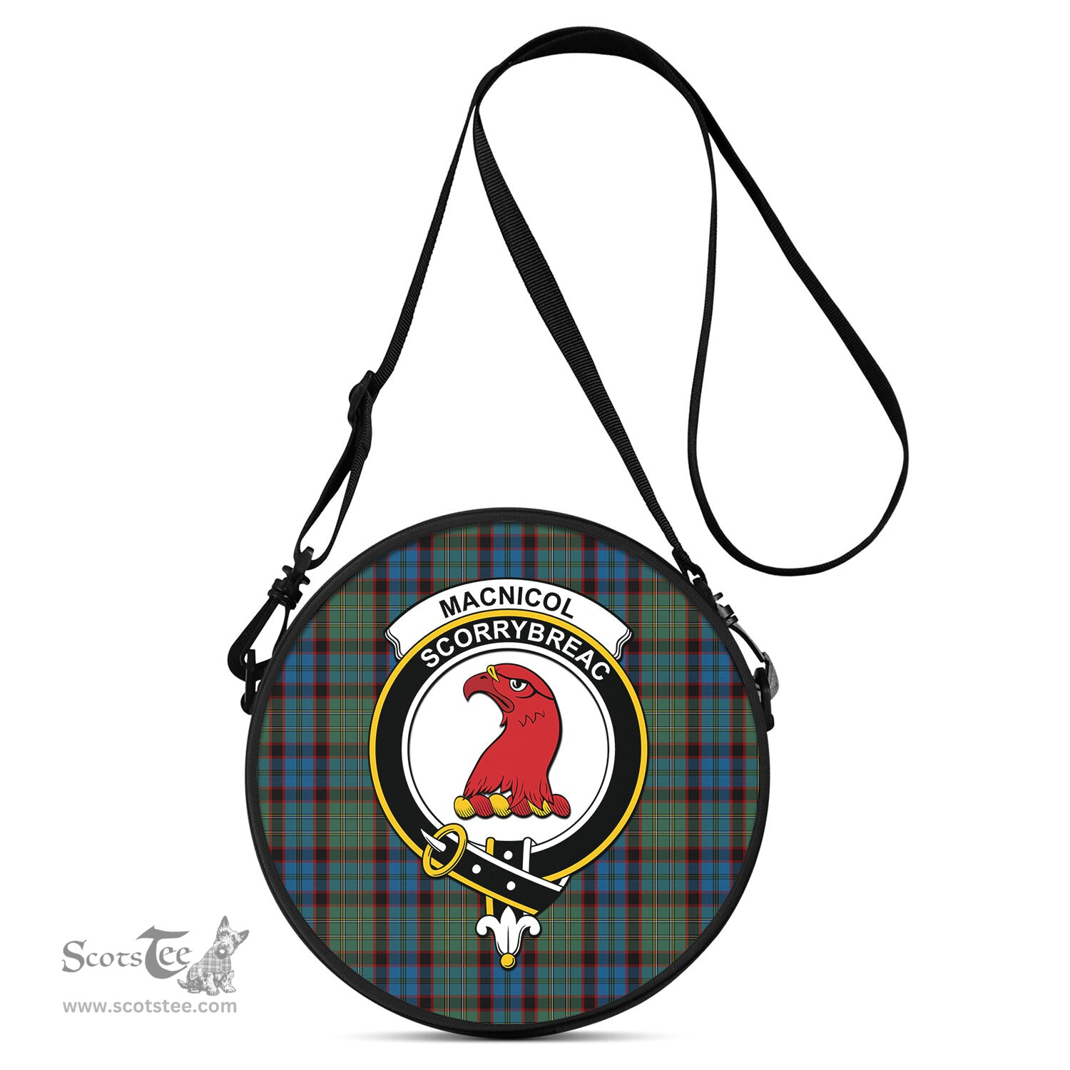 Scottish MacNicol Hunting Tartan Round Crossbody Bags - Round Purse with Family Crest Scottish Plaid Tartan Plaid - ScotsTee - scotstee.com