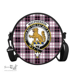 Scottish MacPherson Hunting Modern Tartan Round Crossbody Bags - Round Purse with Family Crest Scottish Plaid Tartan Plaid - ScotsTee - scotstee.com