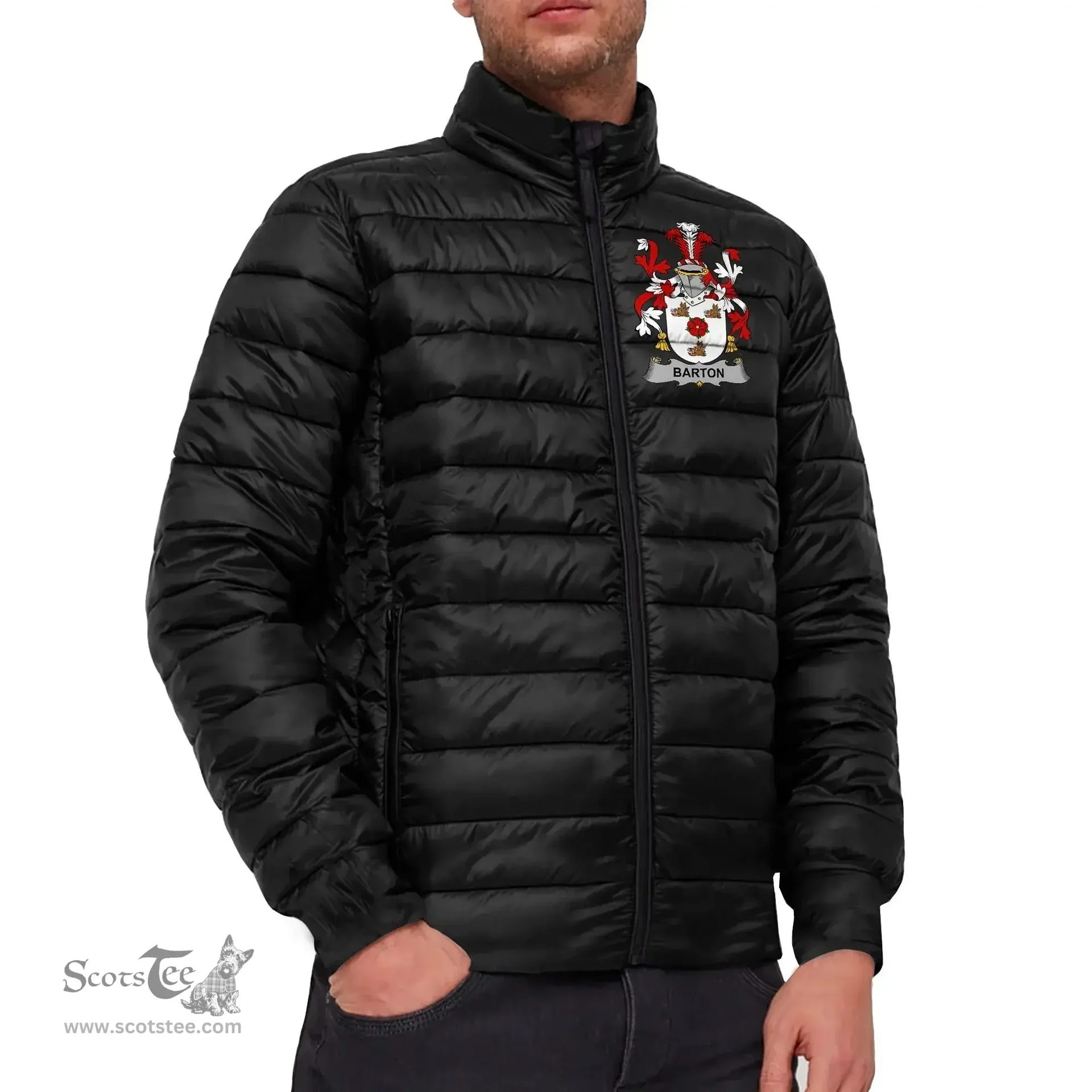 Scottish Barton Coat of Arms Family Crest Ireland Padded Jacket Irish Jackets