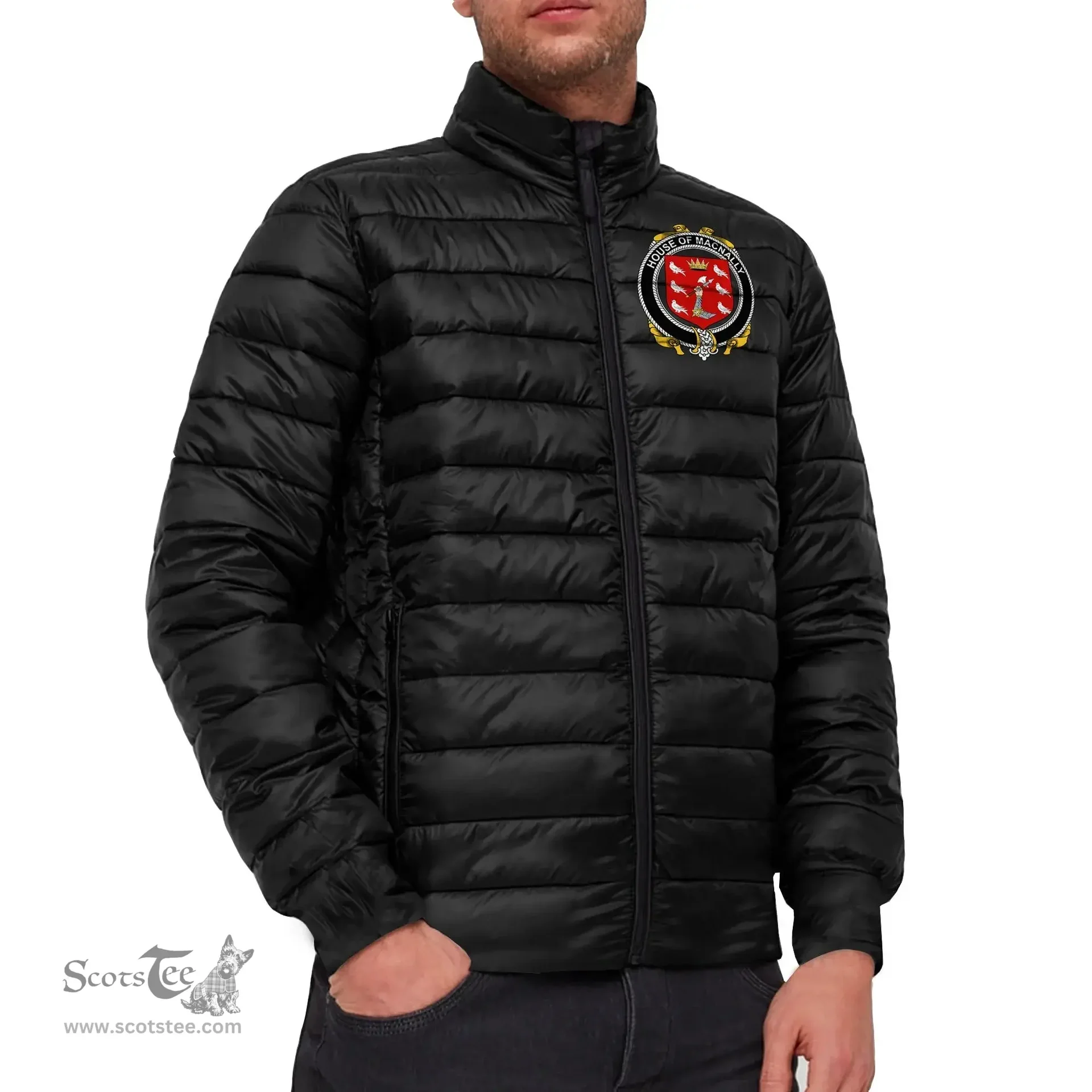 Scottish House of MACNALLY Coat of Arms Family Crest Ireland Padded Jacket Irish Jackets
