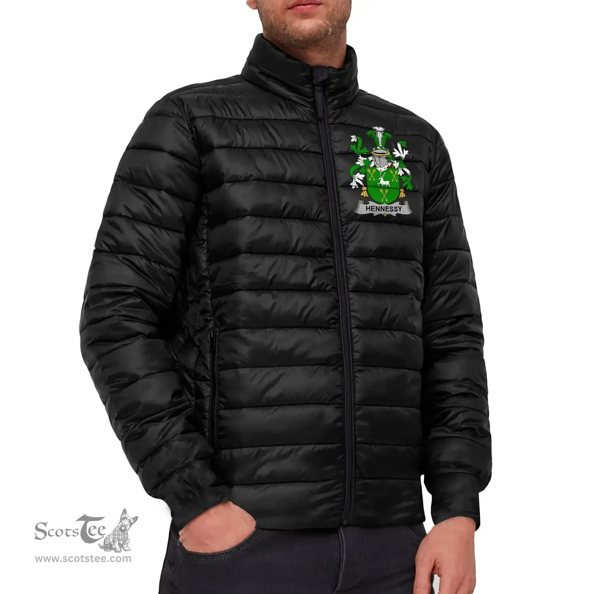 Scottish Hennessy or O'Hennessy Coat of Arms Family Crest Ireland Padded Jacket Irish Jackets