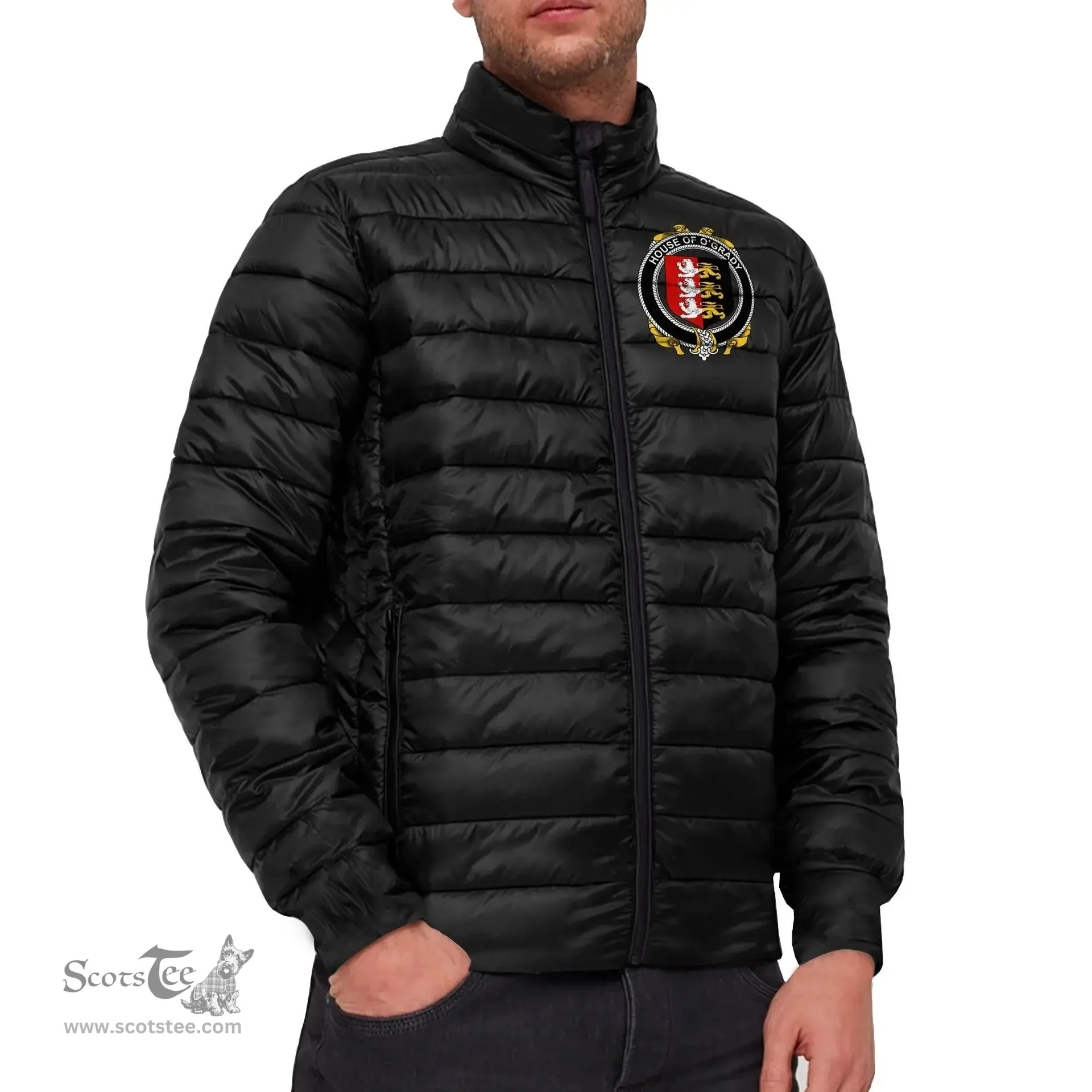 Scottish House of O'GRADY Coat of Arms Family Crest Ireland Padded Jacket Irish Jackets