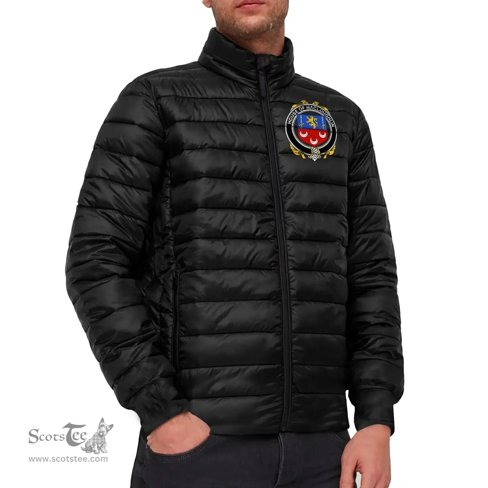Scottish House of MACLOUGHLIN (Tirconnell) Coat of Arms Family Crest Ireland Padded Jacket Irish Jackets