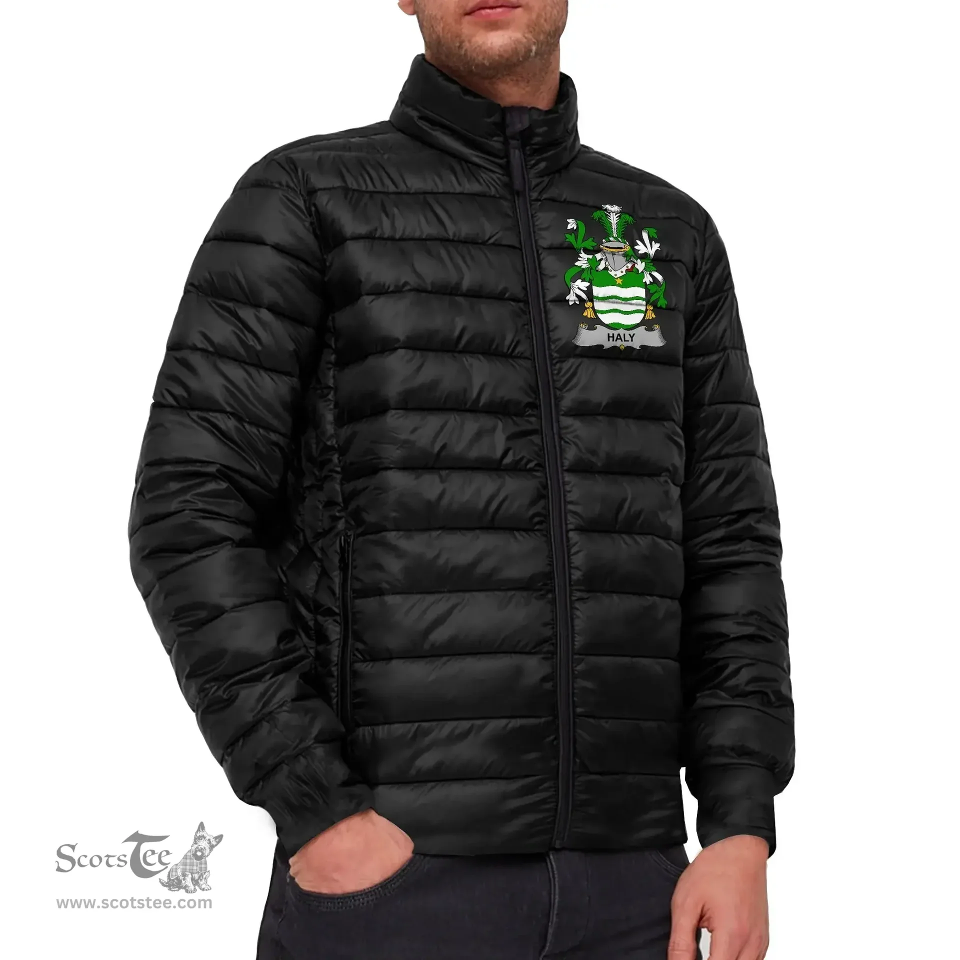 Scottish Haly or O'Haly Coat of Arms Family Crest Ireland Padded Jacket Irish Jackets