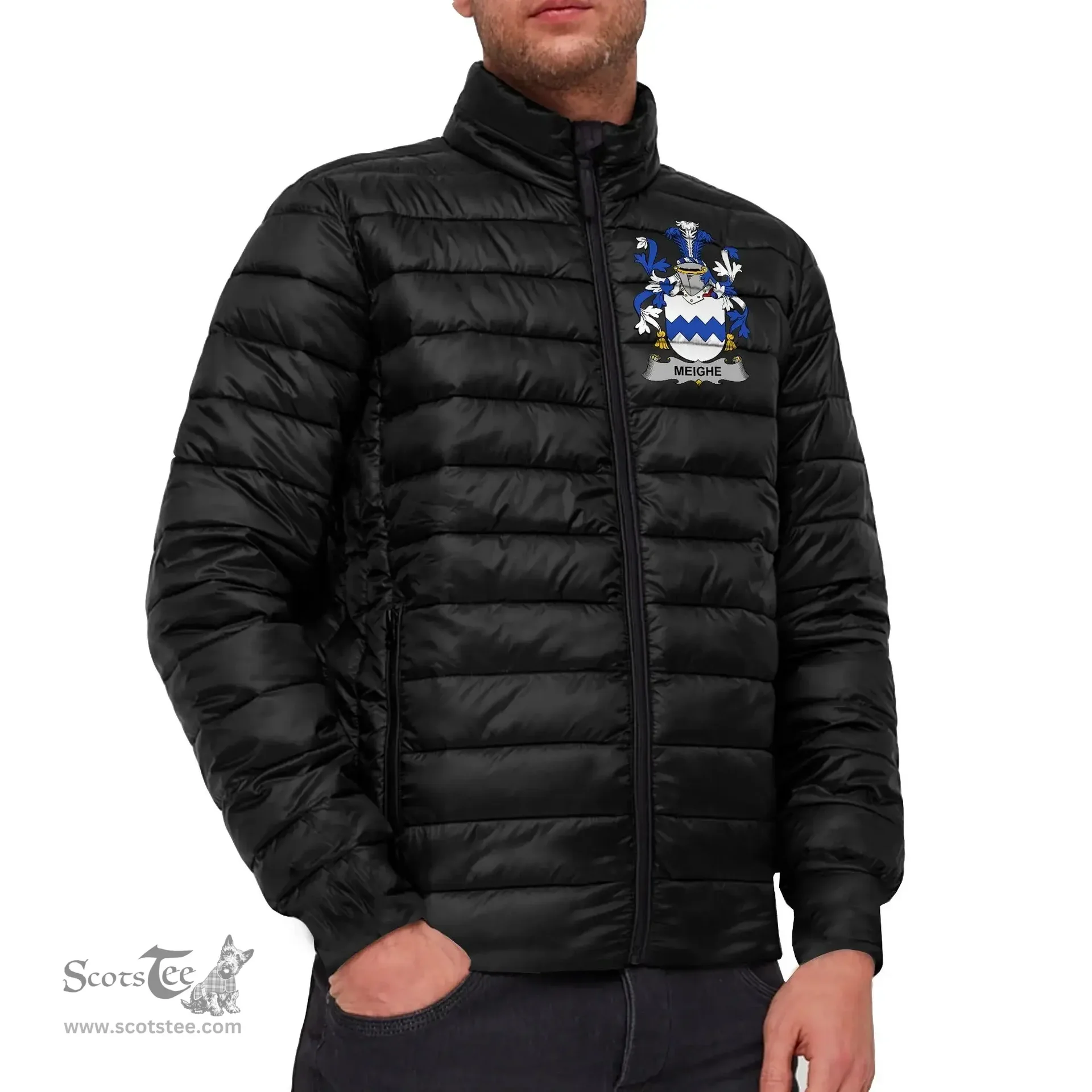 Scottish Meighe Coat of Arms Family Crest Ireland Padded Jacket Irish Jackets