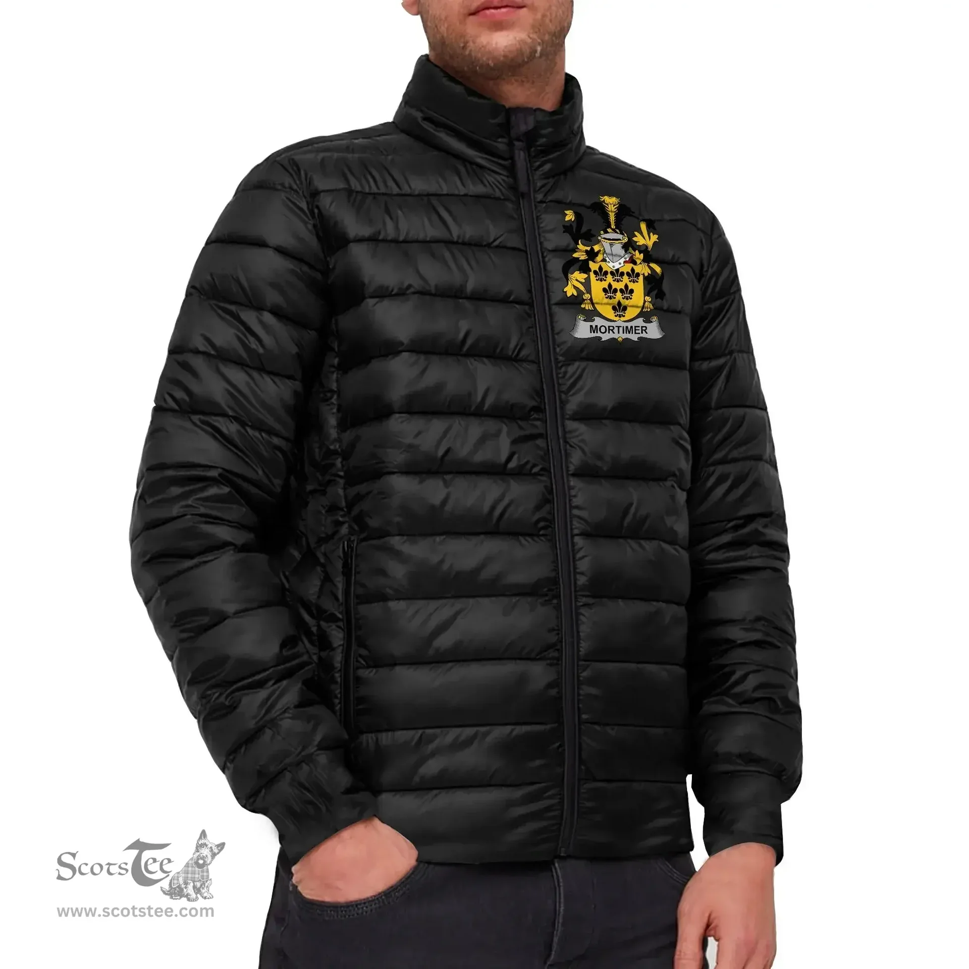 Scottish Mortimer Coat of Arms Family Crest Ireland Padded Jacket Irish Jackets