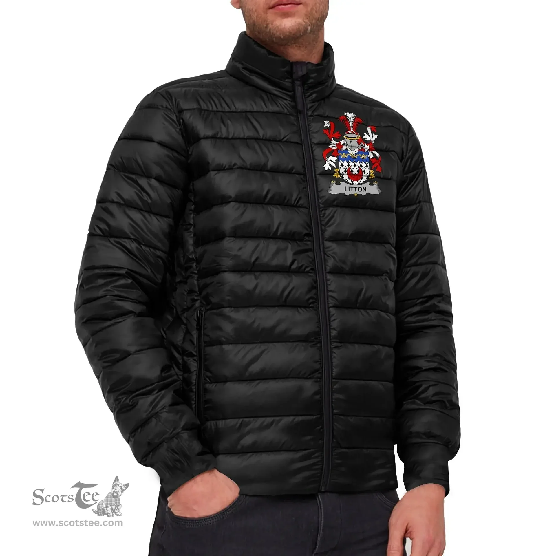 Scottish Litton Coat of Arms Family Crest Ireland Padded Jacket Irish Jackets