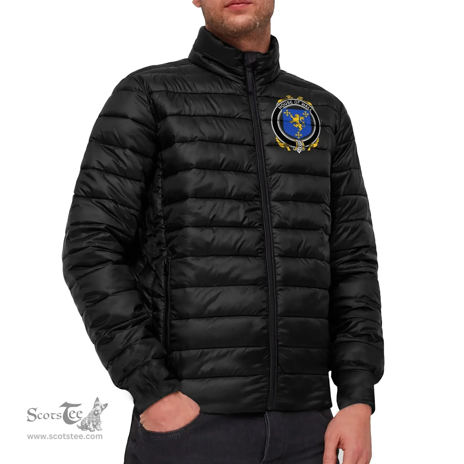 Scottish House of WALL Coat of Arms Family Crest Ireland Padded Jacket Irish Jackets