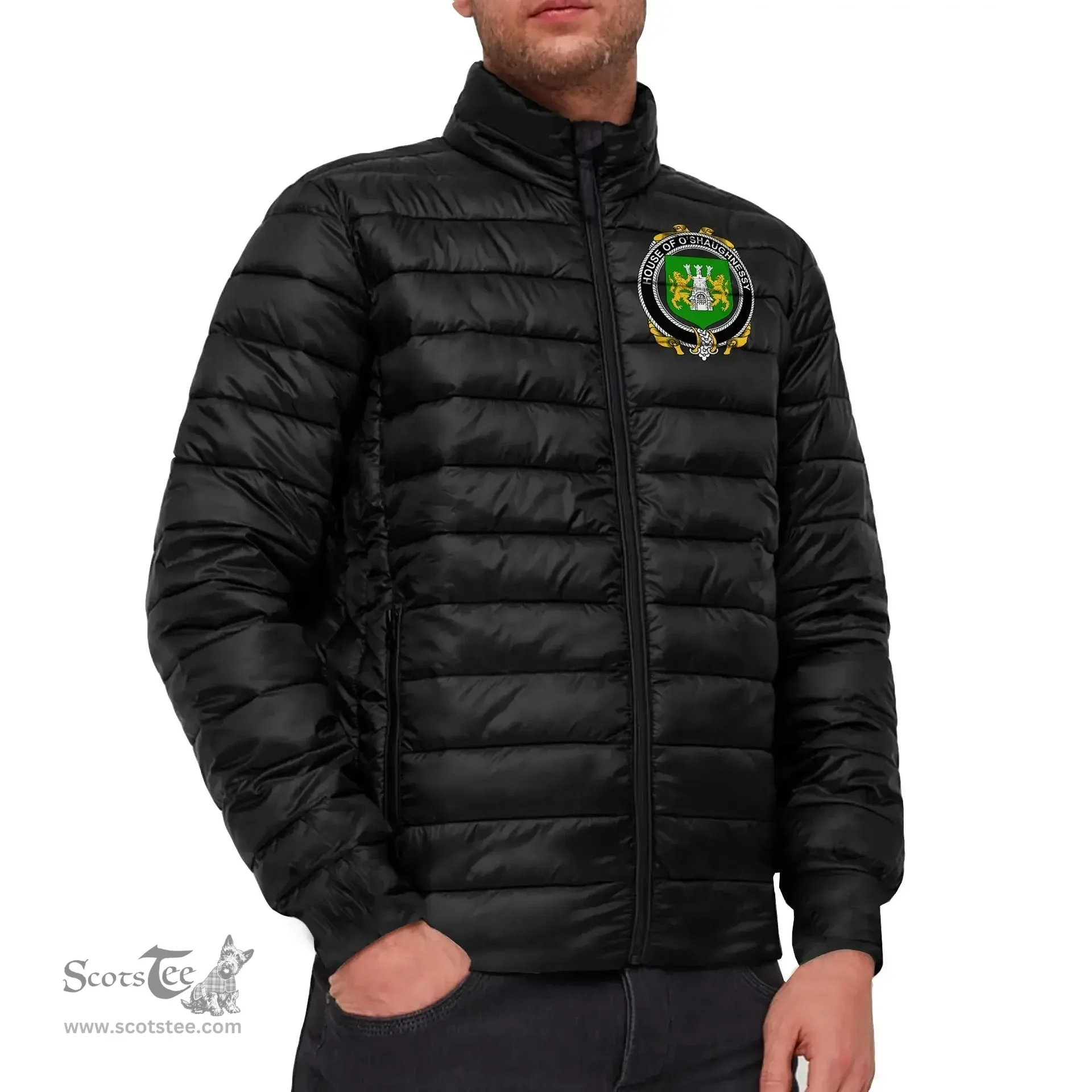 Scottish House of O'SHAUGNESSY Coat of Arms Family Crest Ireland Padded Jacket Irish Jackets
