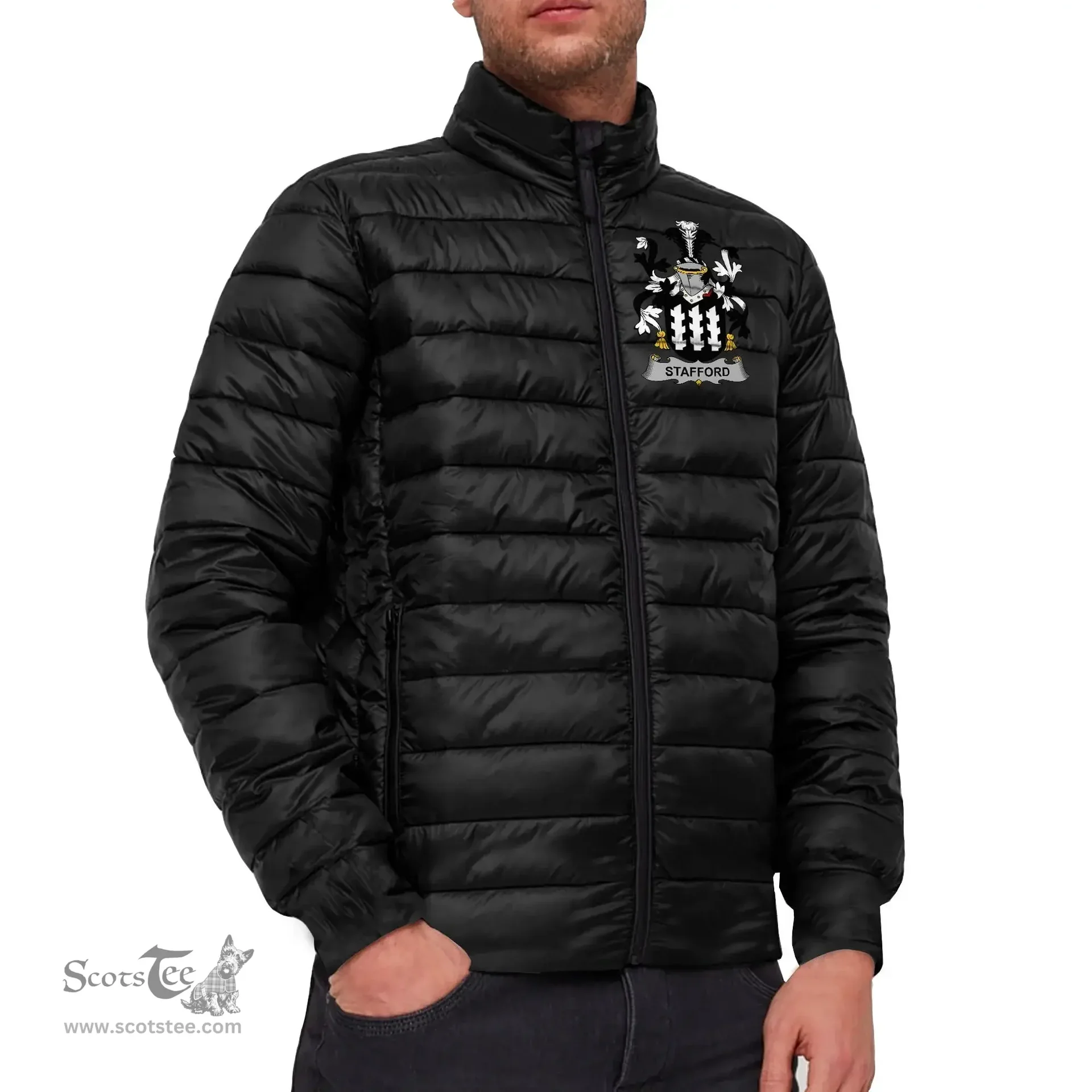 Scottish Stafford Coat of Arms Family Crest Ireland Padded Jacket Irish Jackets