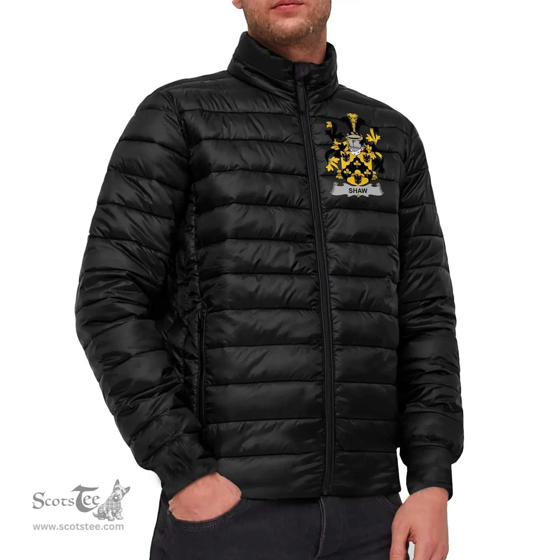 Scottish Shaw Coat of Arms Family Crest Ireland Padded Jacket Irish Jackets