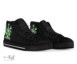 Irish Ancketill Coat of Arms Family Crest Ireland High Top Shoes (Women's/Men's) Black/ White Irish Shoes