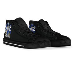 Irish Aungier Coat of Arms Family Crest Ireland High Top Shoes (Women's/Men's) Black/ White Irish Shoes