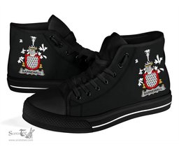 Irish Barnewall Coat of Arms Family Crest Ireland High Top Shoes (Women's/Men's) Black/ White Irish Shoes