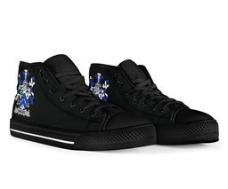 Irish Bagot Coat of Arms Family Crest Ireland High Top Shoes (Women's/Men's) Black/ White Irish Shoes