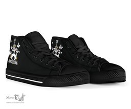Irish Basile Coat of Arms Family Crest Ireland High Top Shoes (Women's/Men's) Black/ White Irish Shoes