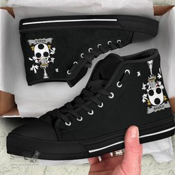 Irish Basile Coat of Arms Family Crest Ireland High Top Shoes (Women's/Men's) Black/ White Irish Shoes
