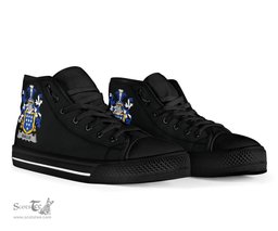 Irish Baillie Coat of Arms Family Crest Ireland High Top Shoes (Women's/Men's) Black/ White Irish Shoes