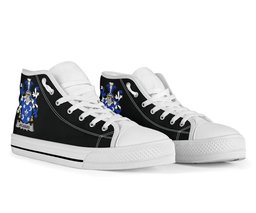 Irish Aylward Coat of Arms Family Crest Ireland High Top Shoes (Women's/Men's) Black/ White Irish Shoes