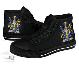 Irish Bennis Coat of Arms Family Crest Ireland High Top Shoes (Women's/Men's) Black/ White Irish Shoes