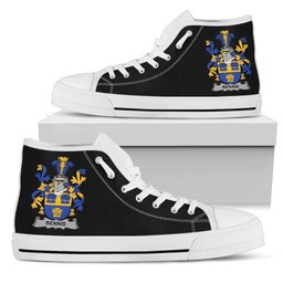 Irish Bennis Coat of Arms Family Crest Ireland High Top Shoes (Women's/Men's) Black/ White Irish Shoes