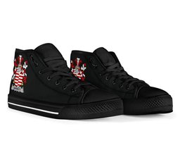 Irish Barrett Coat of Arms Family Crest Ireland High Top Shoes (Women's/Men's) Black/ White Irish Shoes