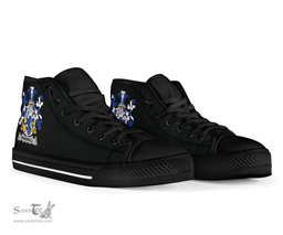Irish Bagnall Coat of Arms Family Crest Ireland High Top Shoes (Women's/Men's) Black/ White Irish Shoes