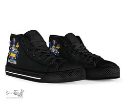 Irish Baker Coat of Arms Family Crest Ireland High Top Shoes (Women's/Men's) Black/ White Irish Shoes