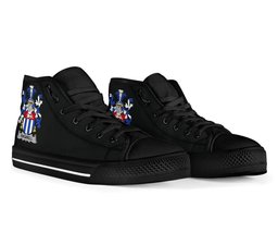 Irish Bagwell Coat of Arms Family Crest Ireland High Top Shoes (Women's/Men's) Black/ White Irish Shoes