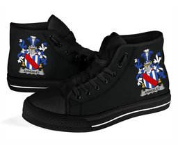 Irish Annesley Coat of Arms Family Crest Ireland High Top Shoes (Women's/Men's) Black/ White Irish Shoes