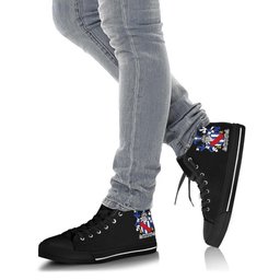 Irish Annesley Coat of Arms Family Crest Ireland High Top Shoes (Women's/Men's) Black/ White Irish Shoes