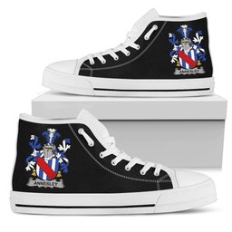 Irish Annesley Coat of Arms Family Crest Ireland High Top Shoes (Women's/Men's) Black/ White Irish Shoes