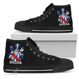 Irish Annesley Coat of Arms Family Crest Ireland High Top Shoes (Women's/Men's) Black/ White Irish Shoes