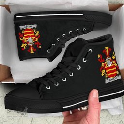 Irish Ballet Coat of Arms Family Crest Ireland High Top Shoes (Women's/Men's) Black/ White Irish Shoes