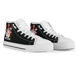 Irish Beamish Coat of Arms Family Crest Ireland High Top Shoes (Women's/Men's) Black/ White Irish Shoes