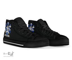 Irish Archdall Coat of Arms Family Crest Ireland High Top Shoes (Women's/Men's) Black/ White Irish Shoes